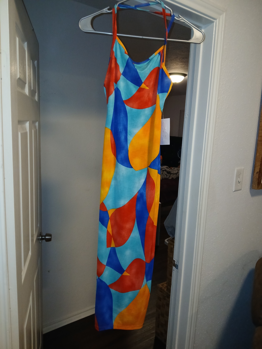 Dreamgirl Multi-Color Striped Slip Dress - Orange Blue Yellow